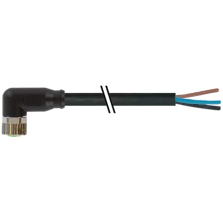 Murrelektronik M8 female 90 Degree with cable LED, PUR 3x0.25 bk UL/CSA+drag chain 10m 7000-08081-6200500